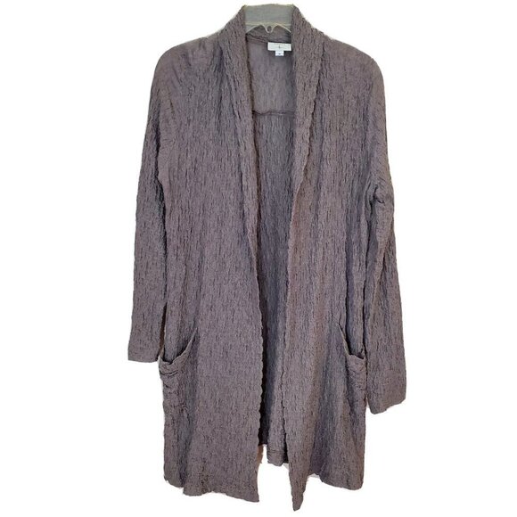 Kathleen Sommers Sz M Long Cardigan Sweater Top Slouchy Lagenlook Textured Taupe - Picture 1 of 6